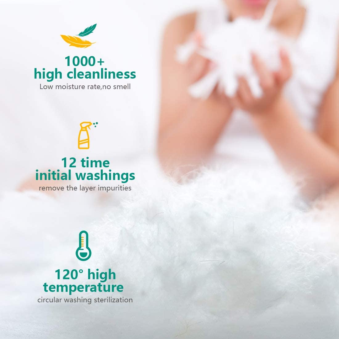 Queen Size Down Comforter&Duvet Inserts,Natural White Down Cluster Filling,Space Capsule Design,Lightweight,750 FP,100% Cotton Cover,Silent Duvet for All Sleep