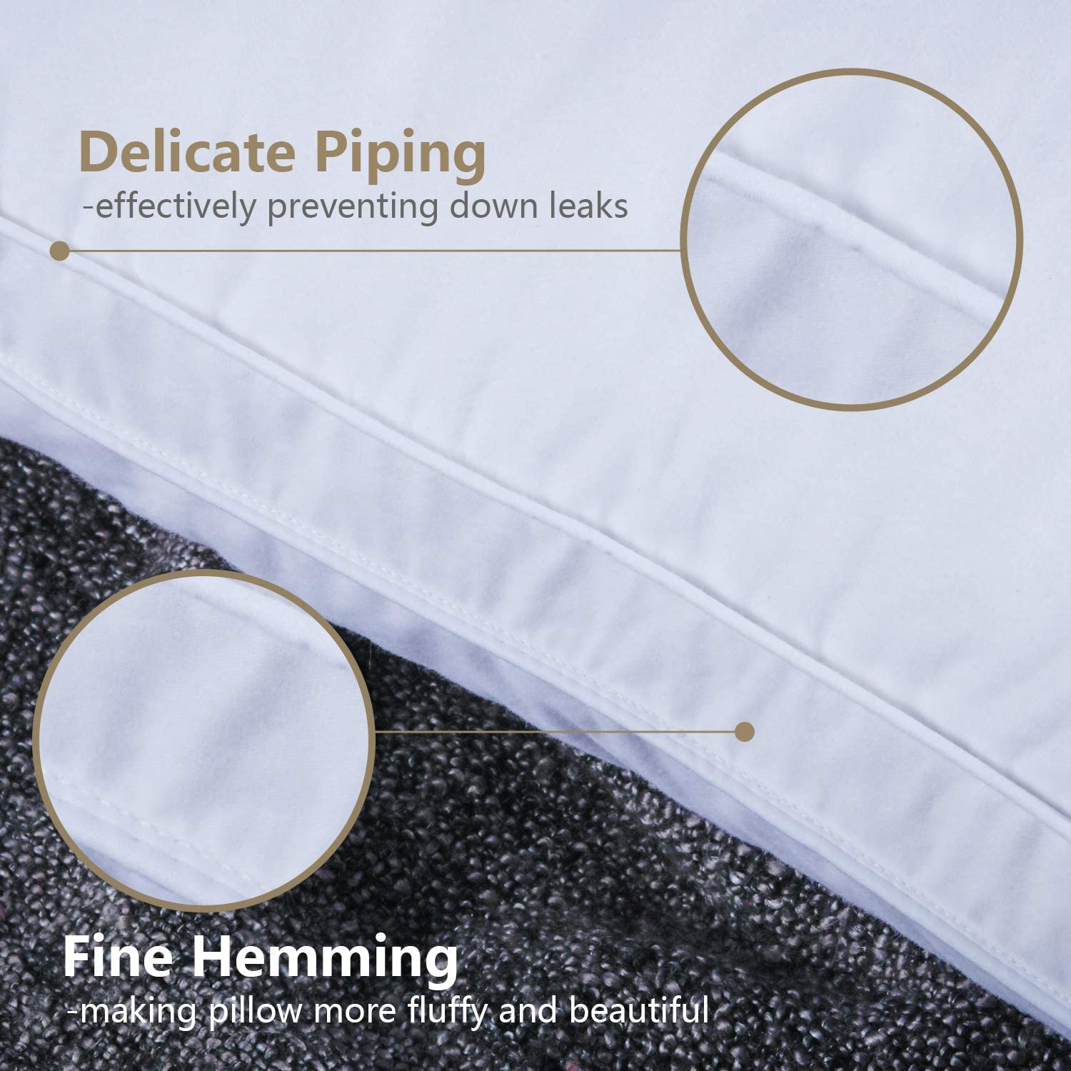 Damome Size: Standard Down Pillows for Sleeping(2 Pack), Standard(20inx26in)-White Goose Down Feather Bed Pillow Inserts, 100% Brushed Cotton Cover 40s/2, 233 Thread Count, Lightweight, for All Sleep