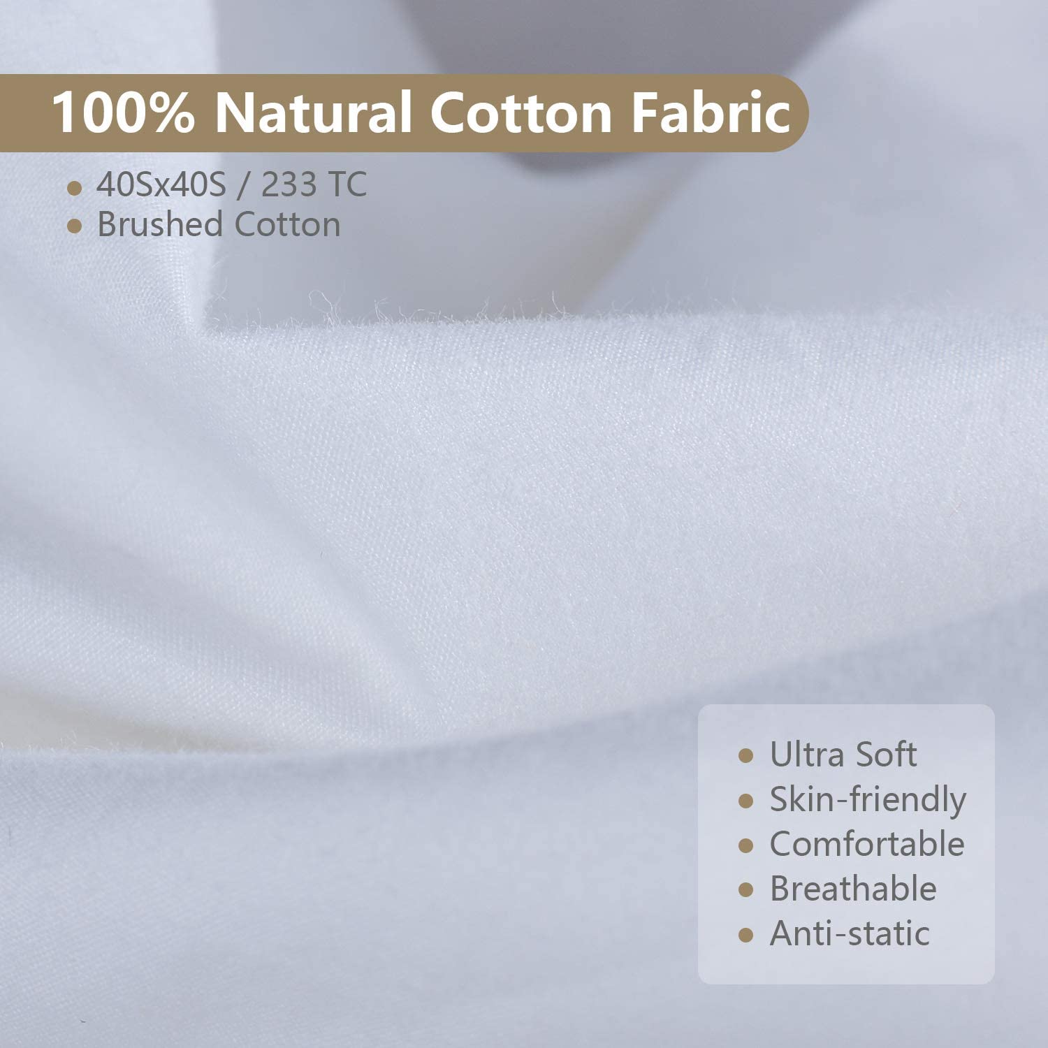 Damome Size: Standard Down Pillows for Sleeping(2 Pack), Standard(20inx26in)-White Goose Down Feather Bed Pillow Inserts, 100% Brushed Cotton Cover 40s/2, 233 Thread Count, Lightweight, for All Sleep