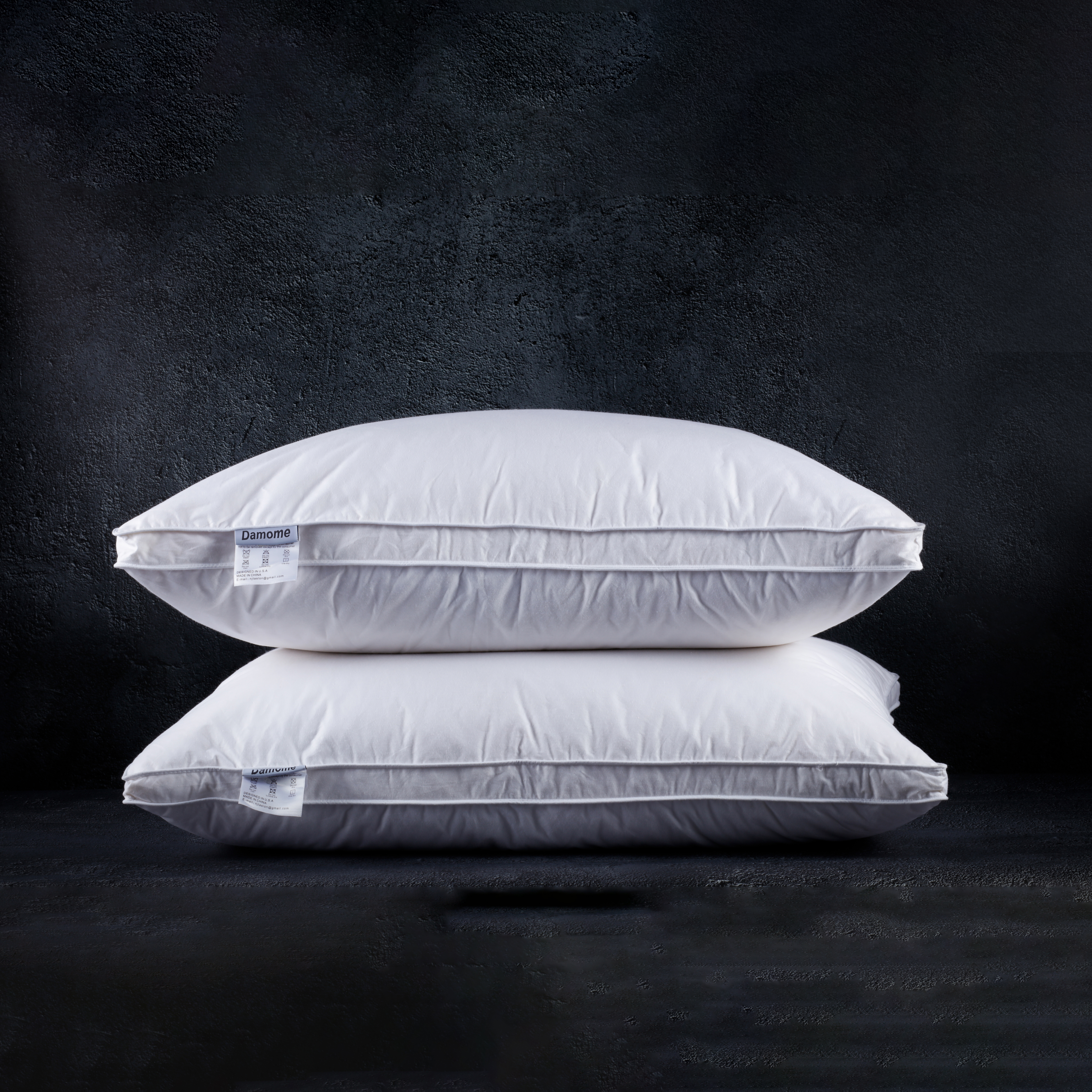 Damome Size: Queen Down Pillows for Sleeping(2 Pack), queen(20inx30in)-White Goose Down Feather Bed Pillow Inserts, 100% Brushed Cotton Cover 40s/2, 233 Thread Count, Lightweight, for All Sleep